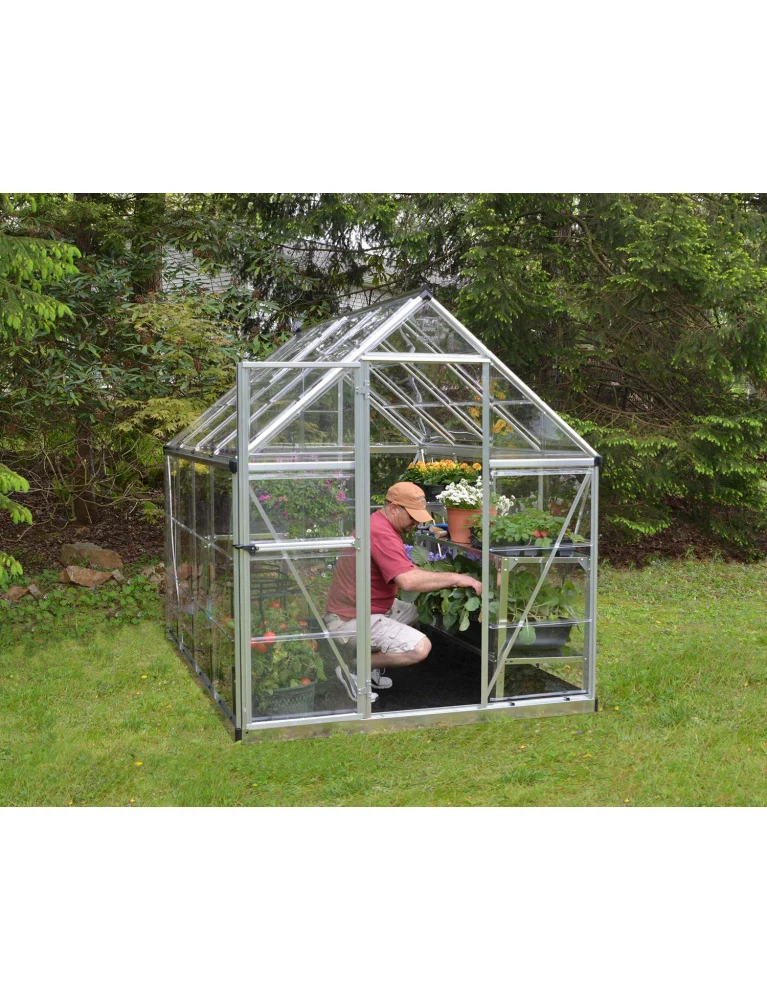 Serre de jardin Harmony 2,47 x 1,85 m Silver - aluminium - fenêtre et gouttières