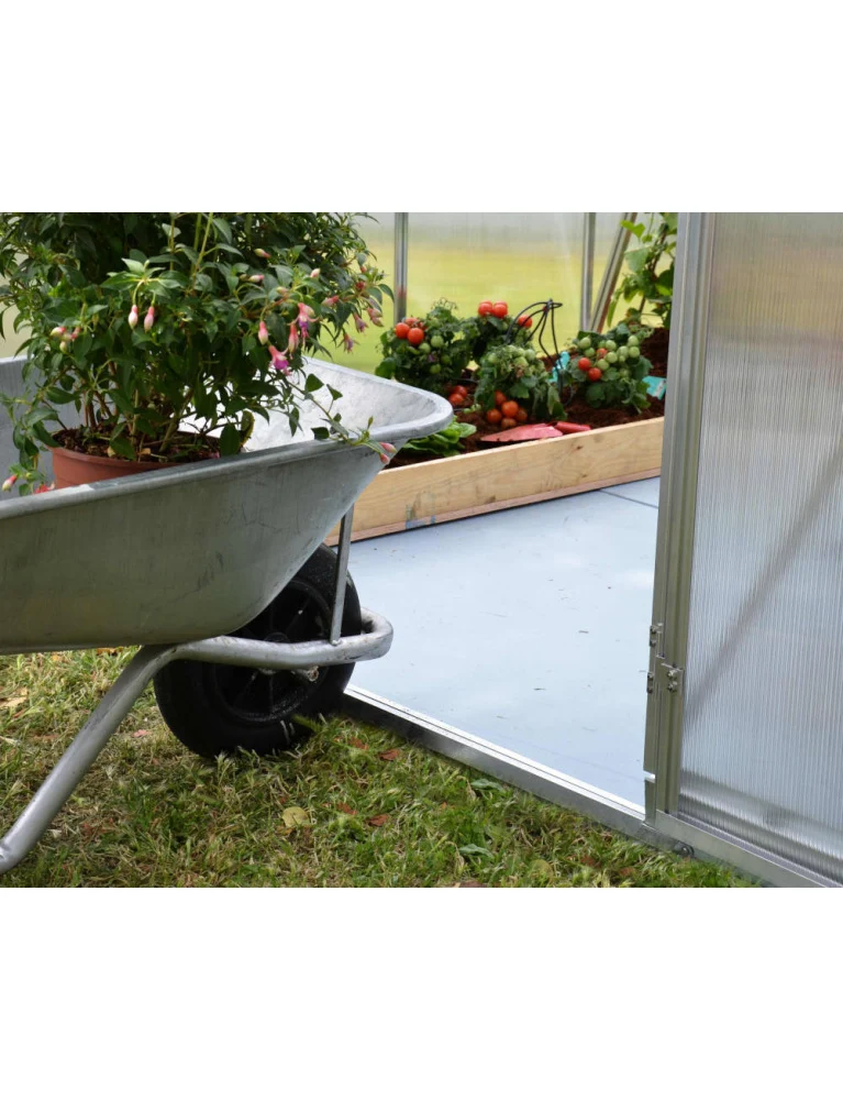 Serre de jardin Mythos 1,85 x 2,46 m silver - aluminium - fenêtre de toit et gouttières