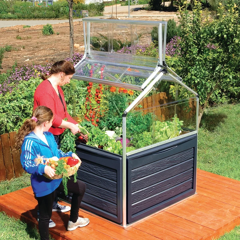 Mini serre de jardin Plant Inn Silver 1,16 x 1,16 x 1,48 m - aluminium - couvercles articulés