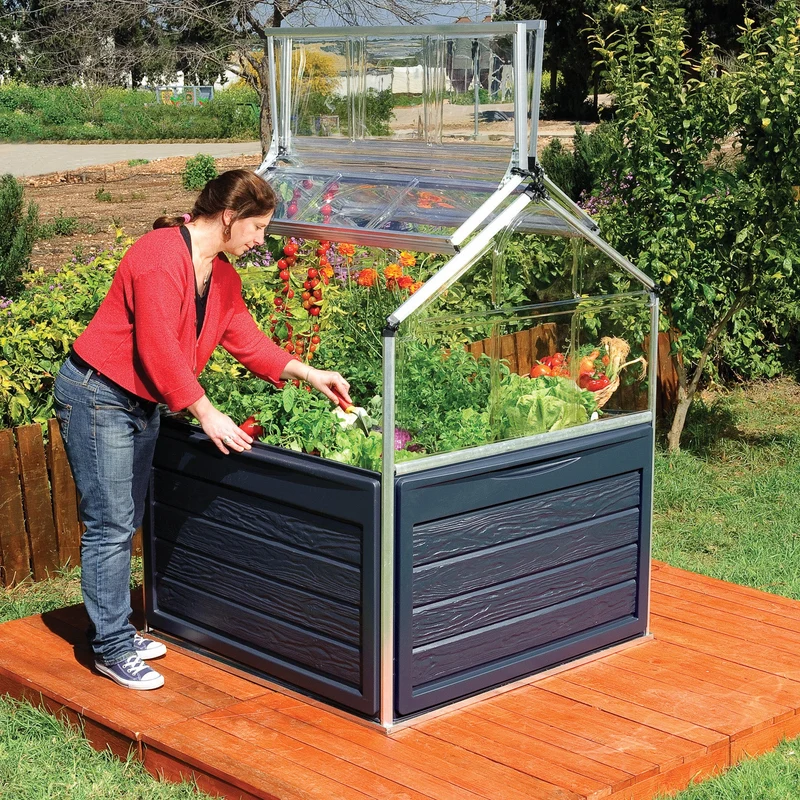 Mini serre de jardin Plant Inn Silver 1,16 x 1,16 x 1,48 m - aluminium - couvercles articulés
