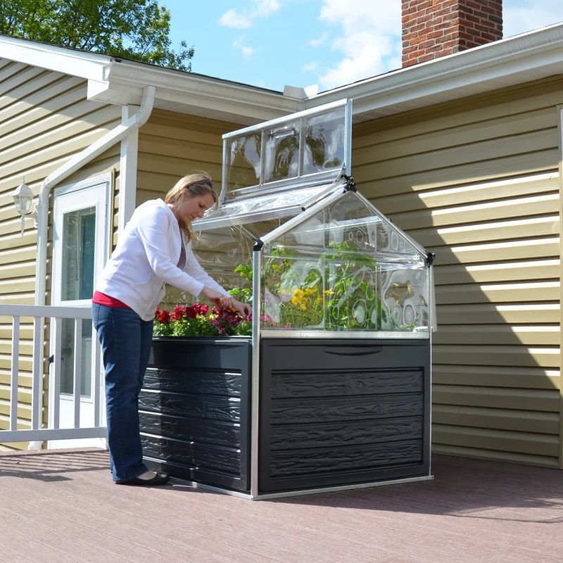 Mini serre de jardin Plant Inn Silver 1,16 x 1,16 x 1,48 m - aluminium - couvercles articulés
