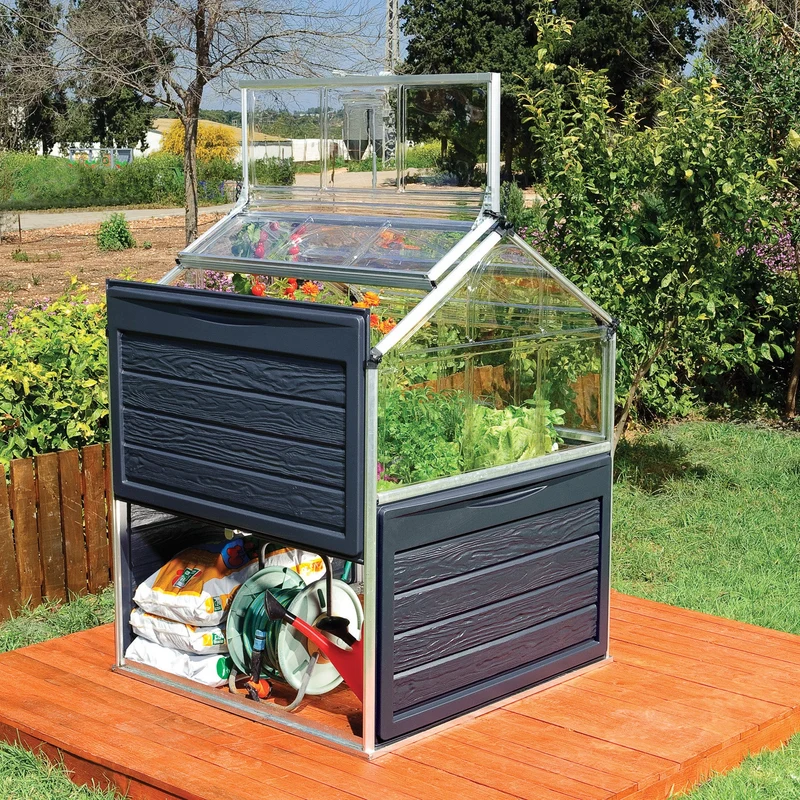 Mini serre de jardin Plant Inn Silver 1,16 x 1,16 x 1,48 m - aluminium - couvercles articulés