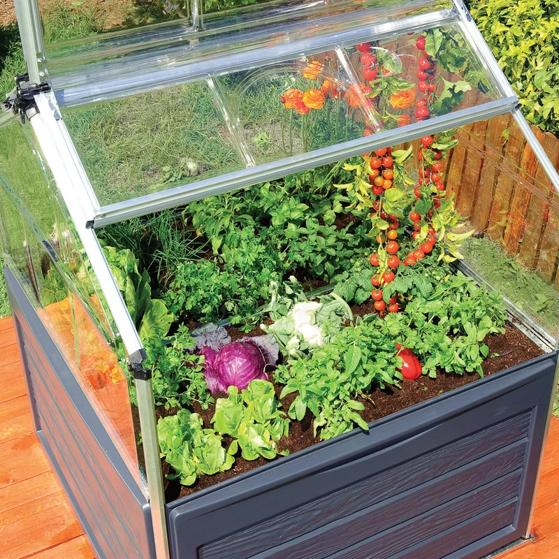 Mini serre de jardin Plant Inn Silver 1,16 x 1,16 x 1,48 m - aluminium - couvercles articulés