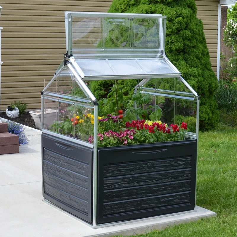 Mini serre de jardin Plant Inn Silver 1,16 x 1,16 x 1,48 m - aluminium - couvercles articulés