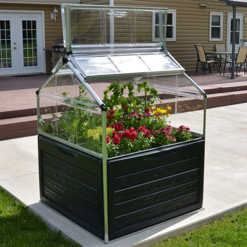 Mini serre de jardin Plant Inn Silver 1,16 x 1,16 x 1,48 m - aluminium - couvercles articulés