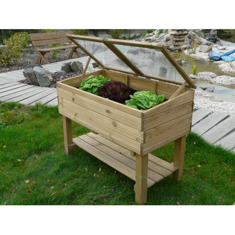 Serre sur pieds en bois traité - 1,2 x 0,6 x 0,9 m - 225 L - géotextile inclus