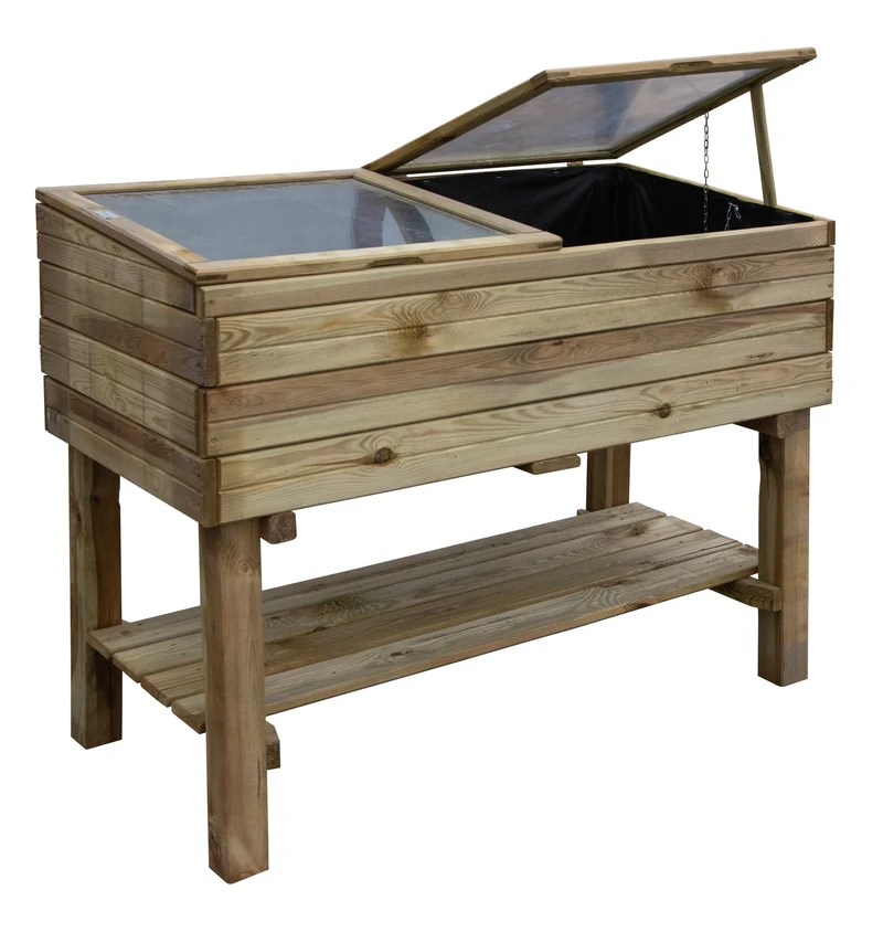 Serre sur pieds en bois traité - 1,2 x 0,6 x 0,9 m - 225 L - géotextile inclus