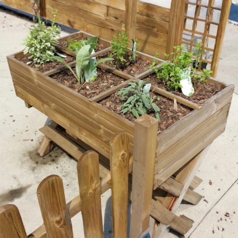 Potager sur pieds 1,2 x 0,6 x 0,9 m - croisillons, géotextile et tablette - traité autoclave