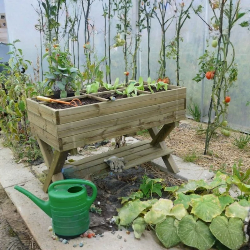Potager sur pieds 1,2 x 0,6 x 0,9 m - croisillons, géotextile et tablette - traité autoclave