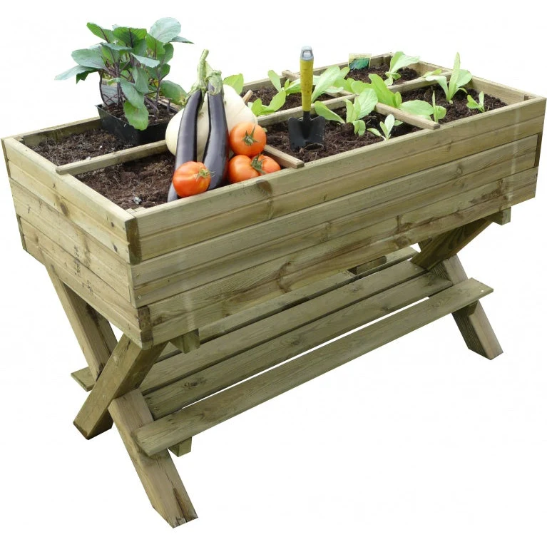 Potager sur pieds 1,2 x 0,6 x 0,9 m - croisillons, géotextile et tablette - traité autoclave