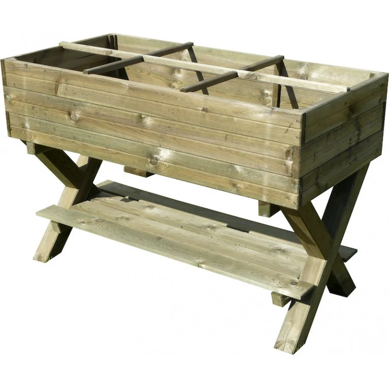 Potager sur pieds 1,2 x 0,6 x 0,9 m - croisillons, géotextile et tablette - traité autoclave