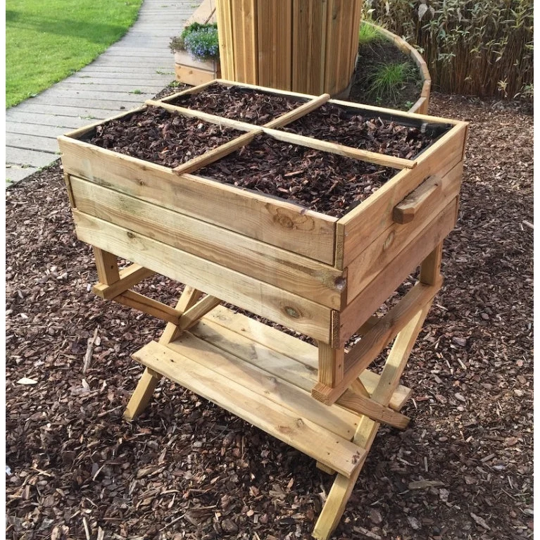 Potager sur pieds réglable 0,8 x 0,6 m / 0,8 x 1 m - géotextile et croisillons - traité autoclave
