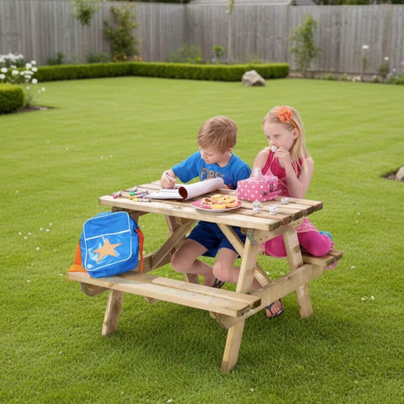 Table de pique-nique en bois pour enfants – 91 x 89 x 57 cm – pin sylvestre traité