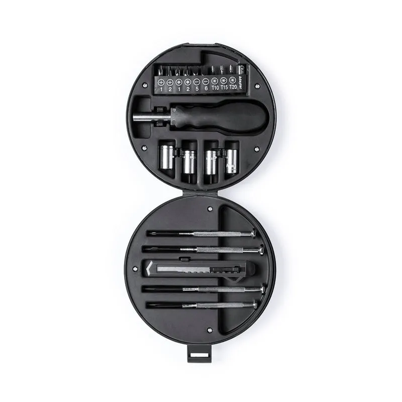 Set d´outils avec 20 accessoires dans un étui robuste en forme de roue WHEELS