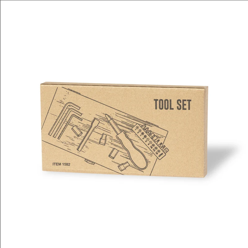 Ensemble d'outils présenté dans une boîte en bambou résistante avec fermeture en métal RAYLOK