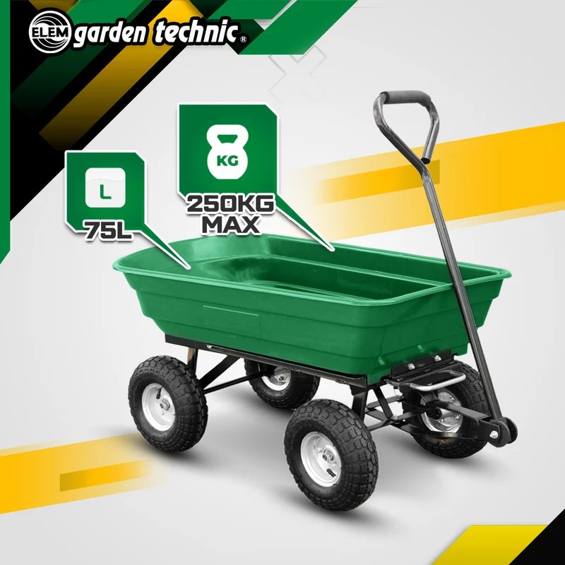 Chariot de jardin à benne basculante - 97 x 50.5 x 51 cm