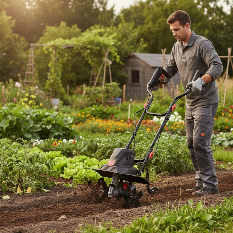 Motobineuse électrique 1500W - 6 fraises - 45cm de largeur, profondeur 22 cm