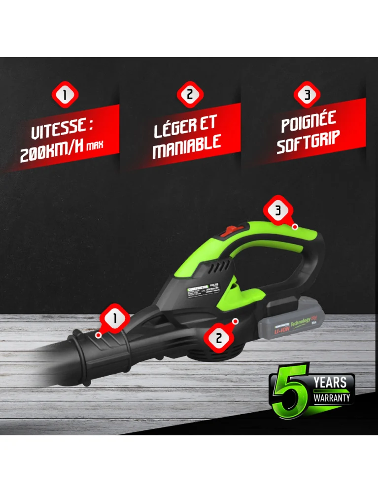 Souffleur sur batterie 20 V max - 200 km/h- sans batterie