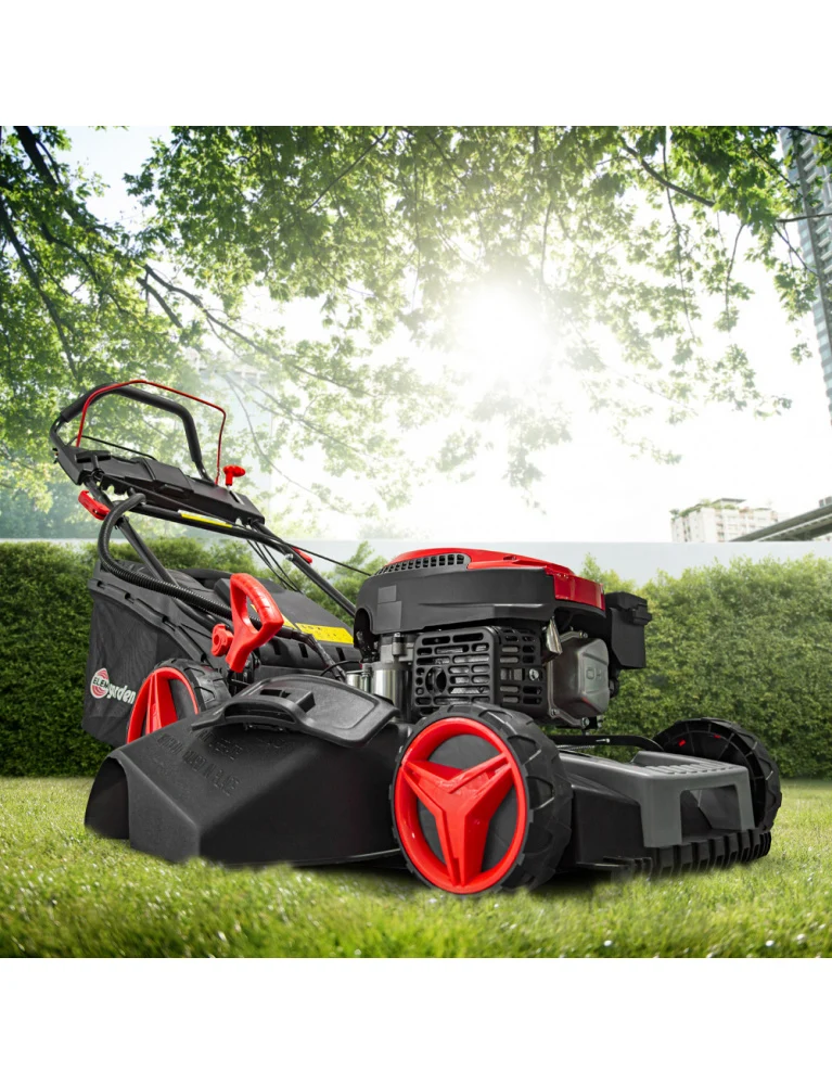 Tondeuse thermique autotractée 144.3cc - 46 cm - avec démarrage électrique - éjection latérale et mulching