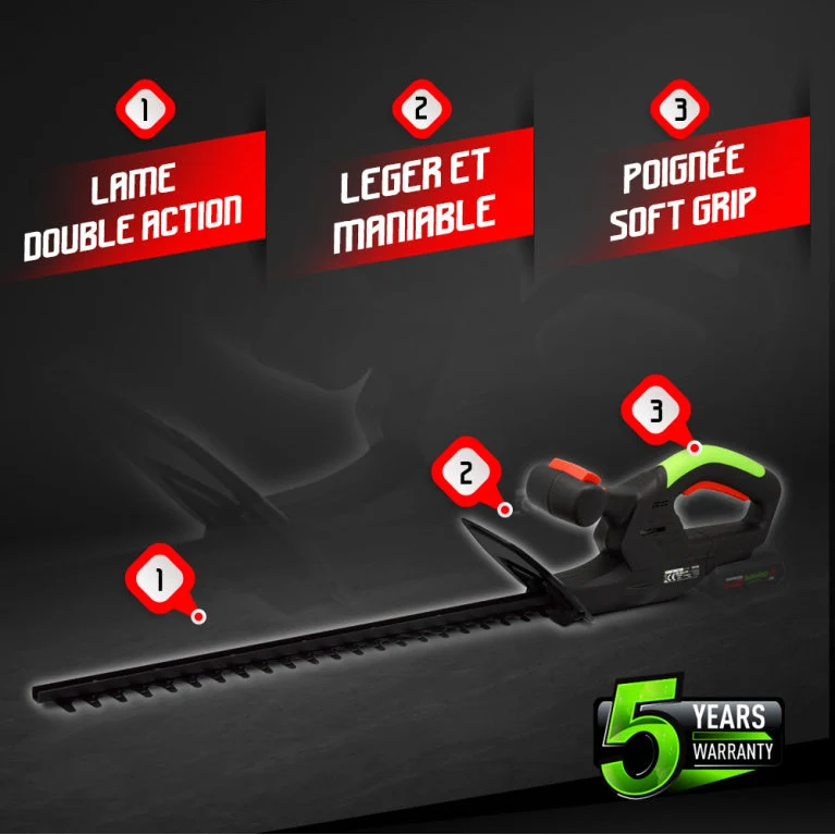 Taille haies 20v - Lame 55cm - Capacité de coupe 16mm - sans batterie