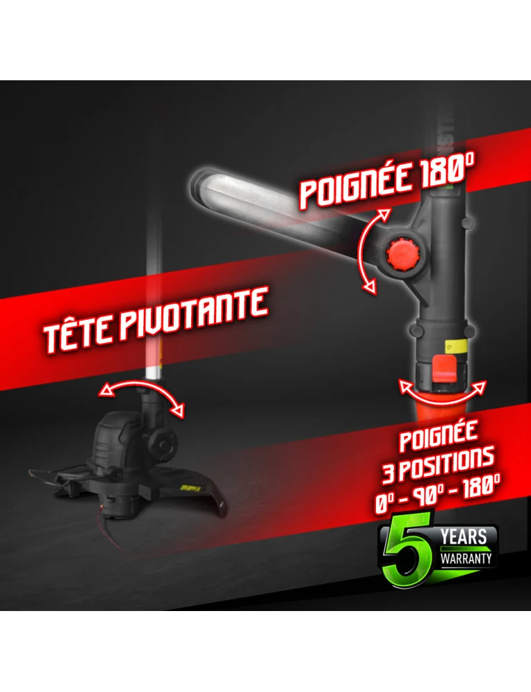 Coupe-bordure 20V max - coupe 25 cm - manche téléscopique- manche orientable - sans batterie