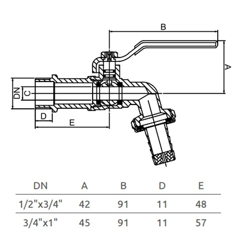 1/2 Inch Garden Tap Water Lever Type Valve Hazelock Connection