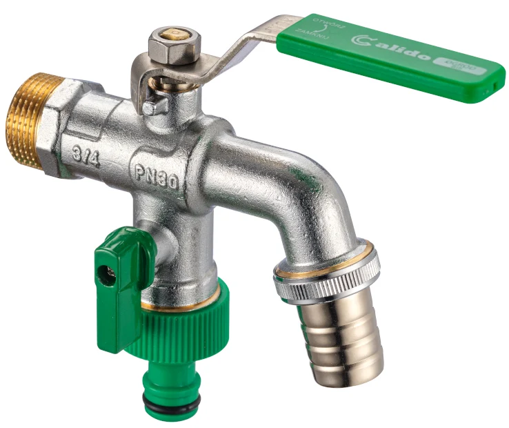 3/4" Inch BSP Double Outlet Garden Outdoor Tap Ball Valve Faucet Hose Fitting