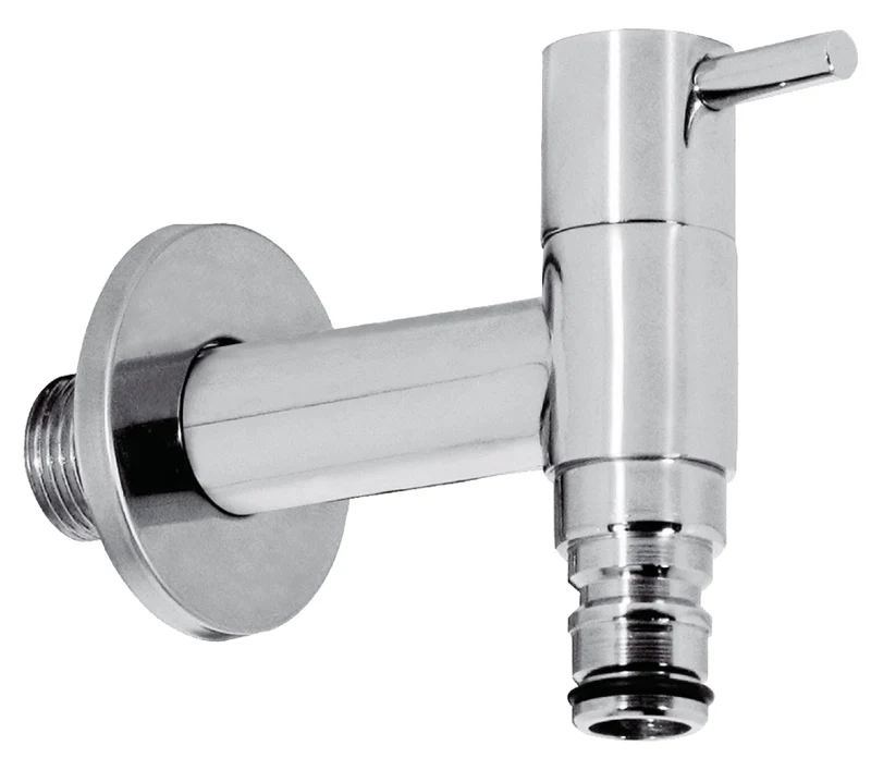 Garden Tap with Hose Quick Connection Modern Looking Cold Water Chrome Plated