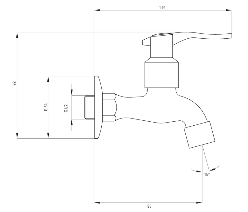 Chrome Plated Cold Water Garden Outdoor Tap 1/2" Inch BSP with Aerator
