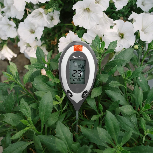Soil Meter 4 Functions Acidity Moisture Insolation Temperature LCD 20cm Probe