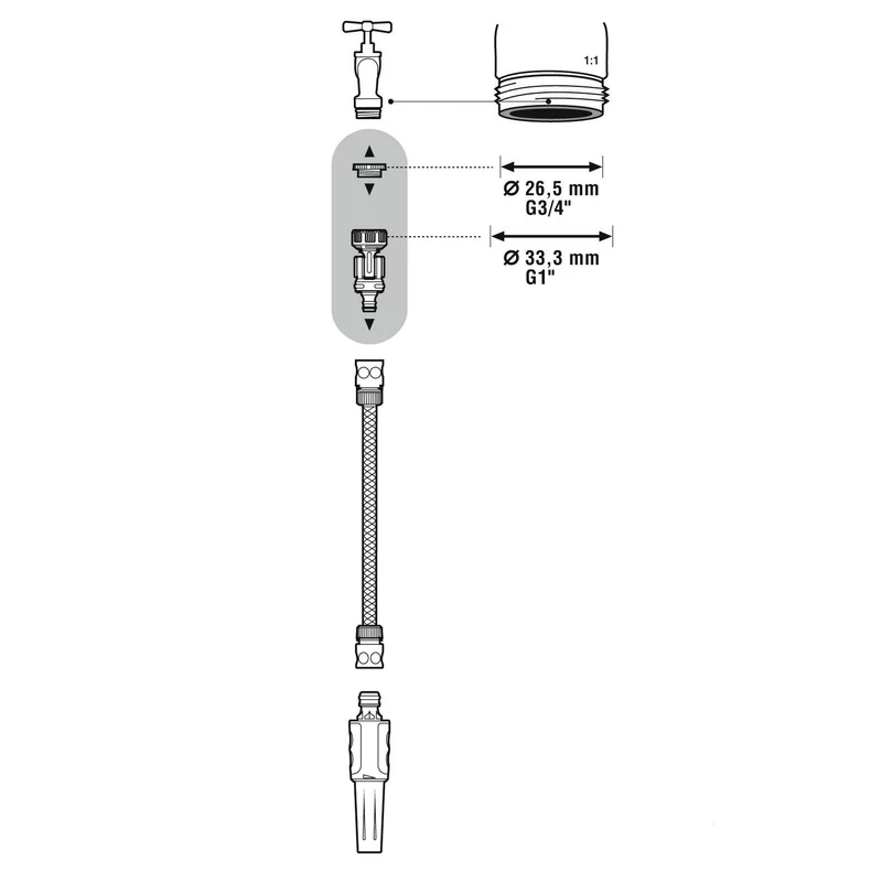 1-3/4 Inch Gardena Angled Rotating Swivel Garden Tap Connector Adaptor