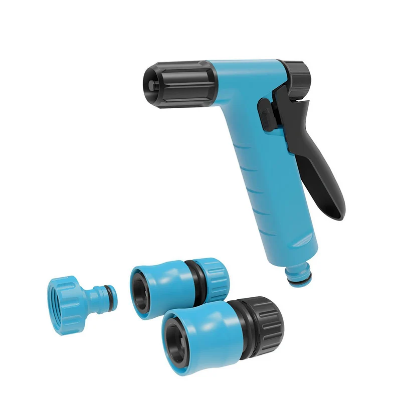 1/2 Inch Garden Hand Water Gun Plastic Spray 4 Piece Hose Connector Nozzle Set