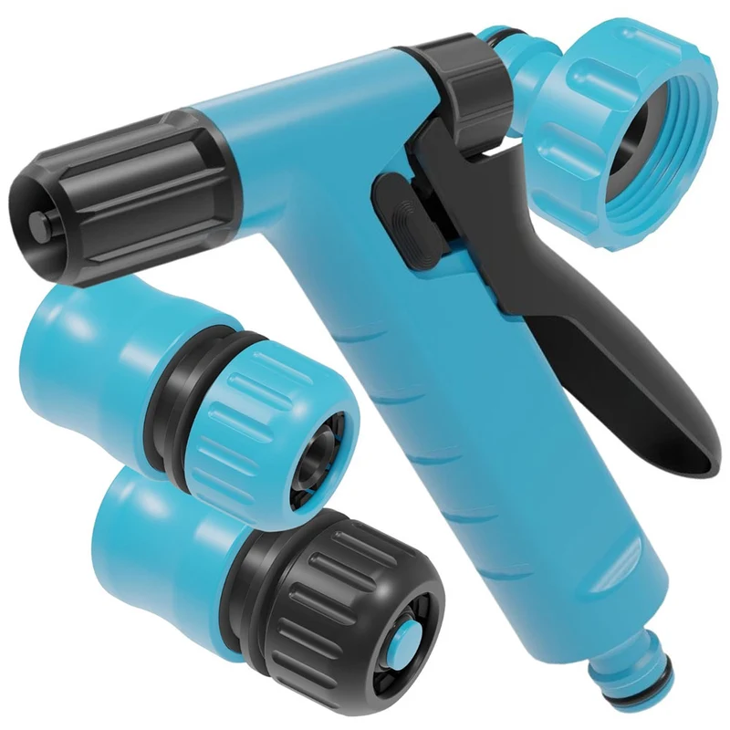 1/2 Inch Garden Hand Water Gun Plastic Spray 4 Piece Hose Connector Nozzle Set