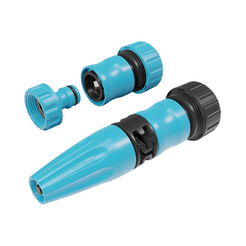 3/4 Inch Garden Plastic Spray 4 Piece Hose Connector Nozzle Set
