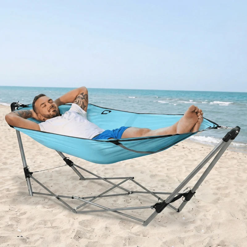 Amaca con Supporto in Metallo 240x80x75cm Blu