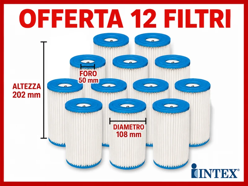 INTEX PEZZI 12 FILTRI CARTUCCIA MOD. A 59900 29000 PER POMPA PISCINA