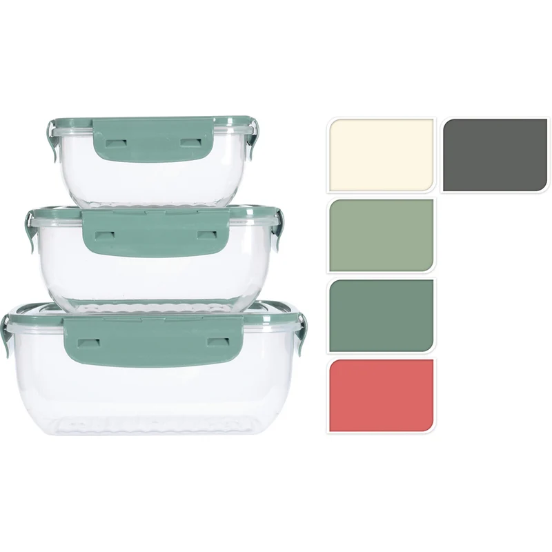 3 CONTENITORI PER ALIMENTI 400/800/1400ML COLORE ASSORTITO