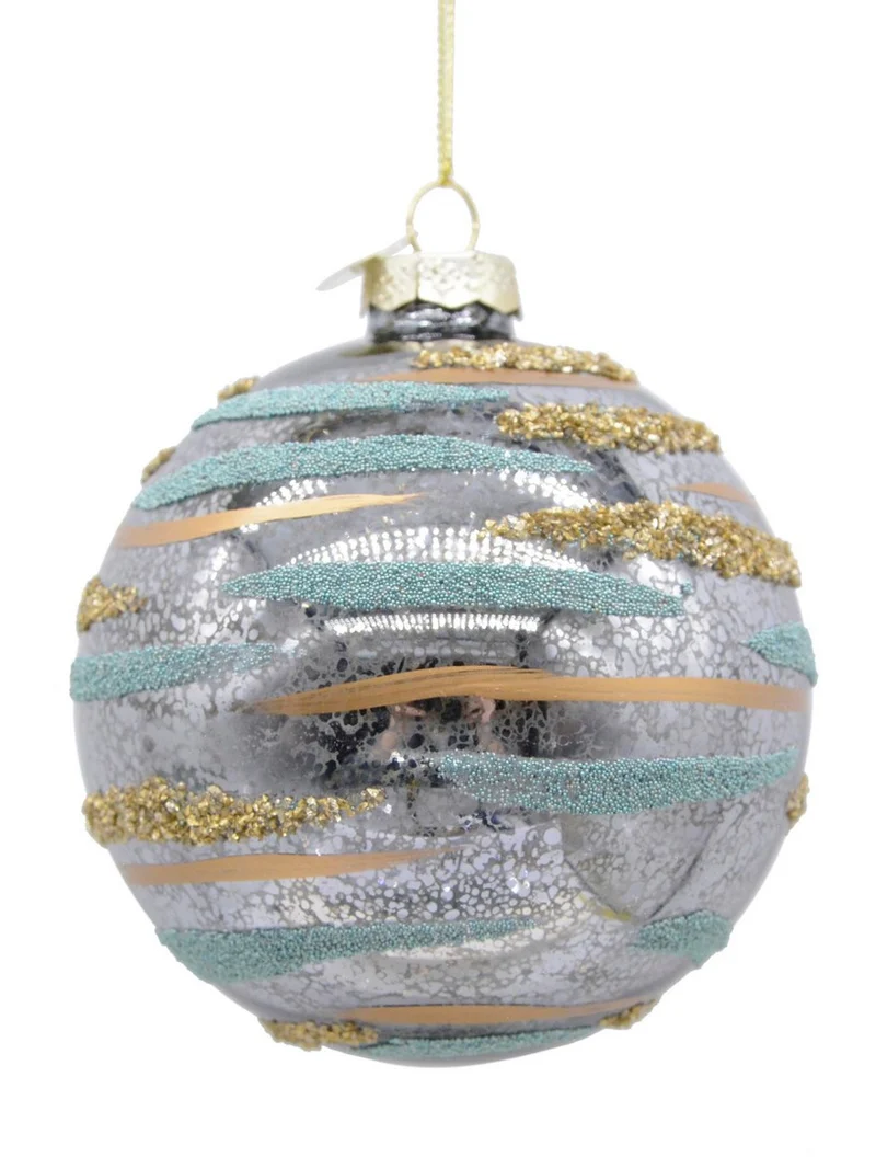 Sfera Vetro Streaks Azzurro D10 Christmas