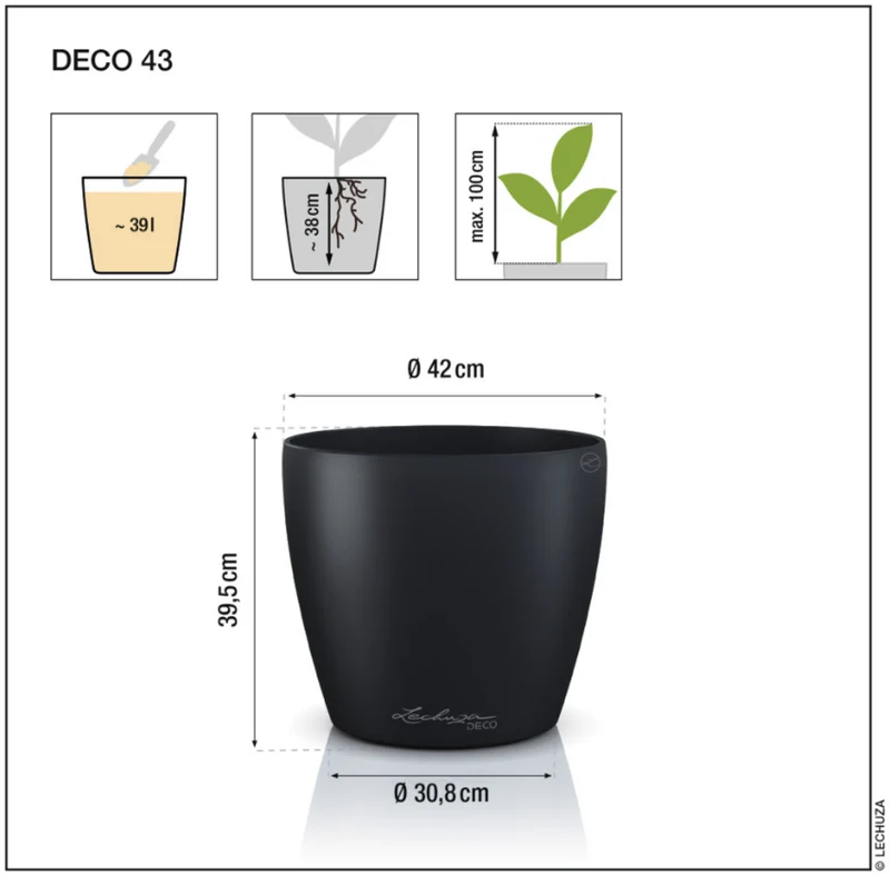Vaso Classico "Deco 43" D42 H39.5CM Beige Sabbia Opaco LECHUZA
