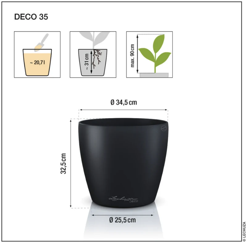 Vaso Classico "Deco 35" D34.5 H32.5CM Bianco Opaco LECHUZA