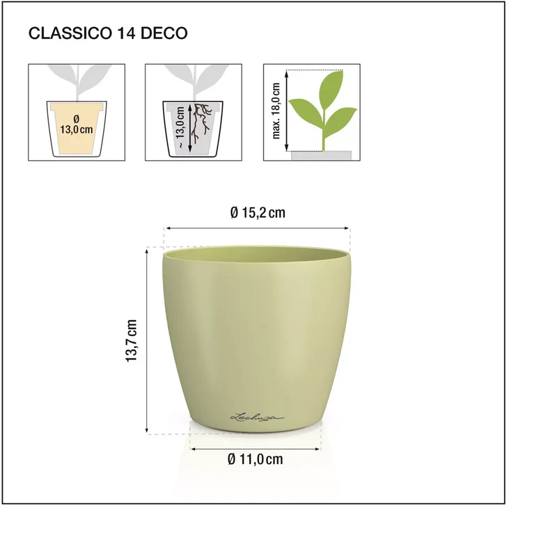 Vaso Classico "Deco 14" D15 H13.5CM Beige Sabbia LECHUZA