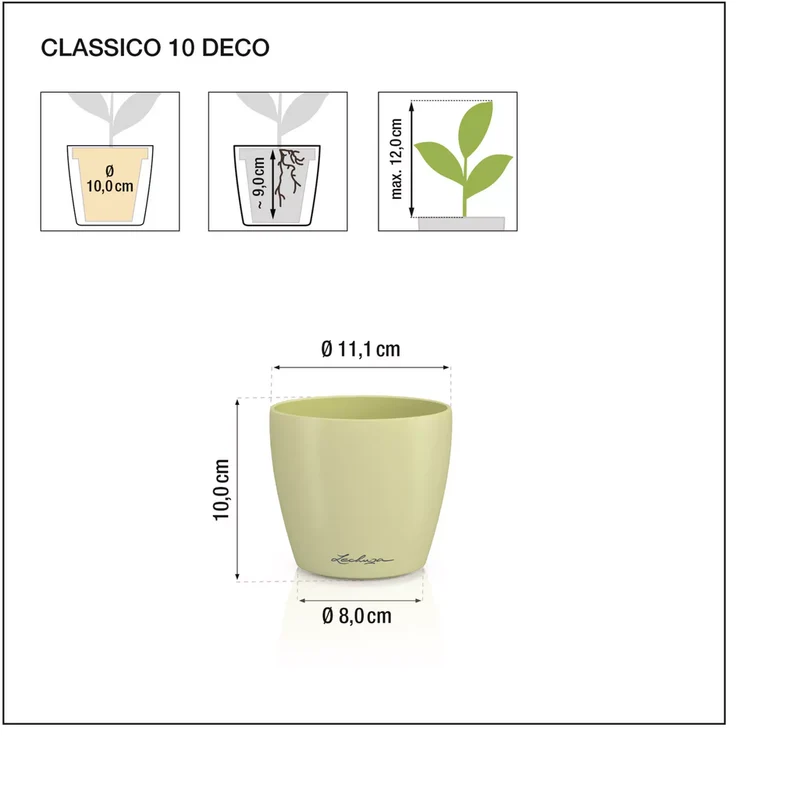 Vaso Classico "Deco 10" D11 H10CM Bianco Opaco LECHUZA