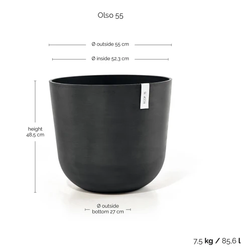 Vaso Rotondo Oslo D55 H47.90 cm Grigio Scuro ECOPOTS