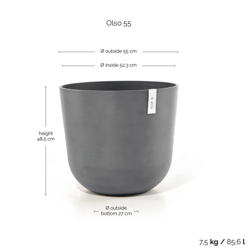 Vaso Rotondo Oslo D55 H47.90 cm Grigio ECOPOTS