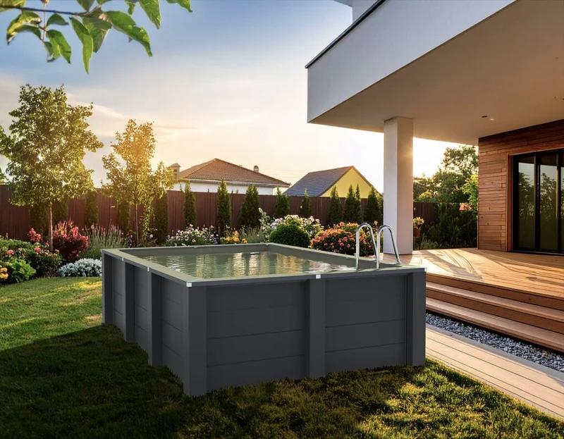 Piscina Rettangolare Composito 455 x 315 x 126 cm Grigio Antracite GRE