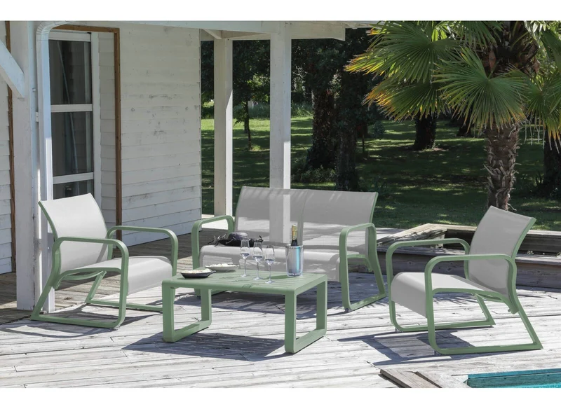 Salotto da Esterno Quenza Verde/Crema 4 pz