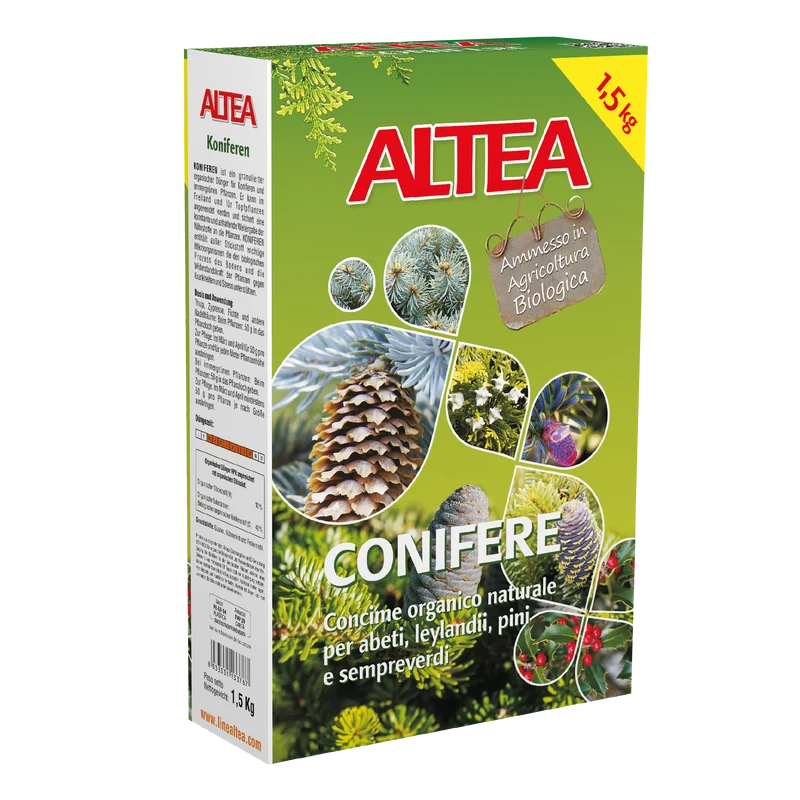 Concime Organico Granulare Lenta Cessione 1,5kg Per Conifere e Sempreverdi ALTEA