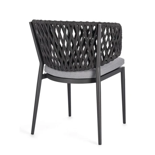 Sedia con cuscino Noelia 60x64x80cm Antracite Bizzotto