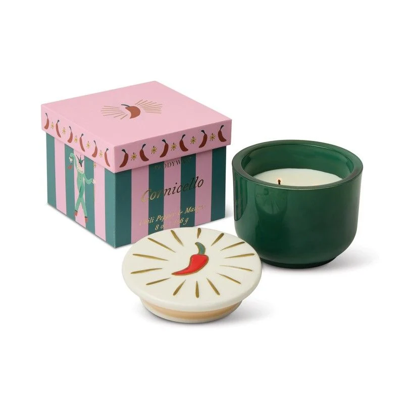 Candela in Vetro Verde con Coperchio 226g Chili Pepper & Mango Paddywax