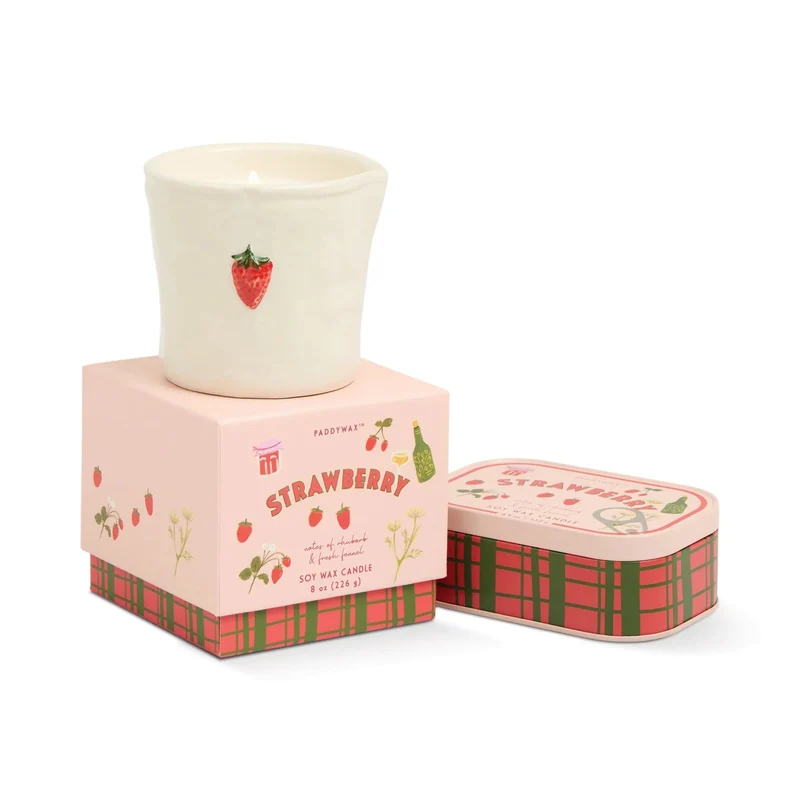 Candela in Latta Collezione Bistro Stampa Fragola 128g PADDYWAX